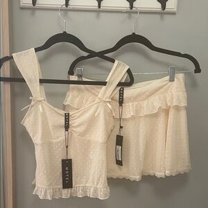 NWT Motel Rocks Butter Yellow Polka Set